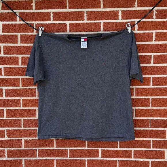 Vintage y2k tommy hilfiger essential blank grey heavyweight shirt embroidered - Picture 1 of 3
